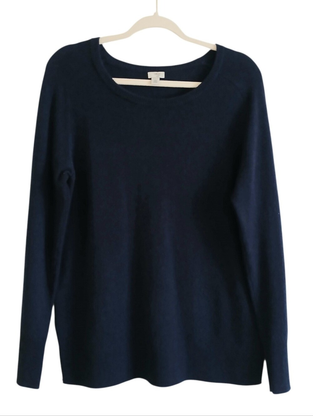 HALOGEN 100% Cashmere Sweater Women's L Navy Blue Classic Quiet Luxury Staple